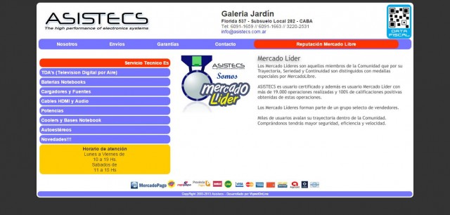 Screenshot del sitio Web de Asistecs Screenshot del sitio Web de Asistecs