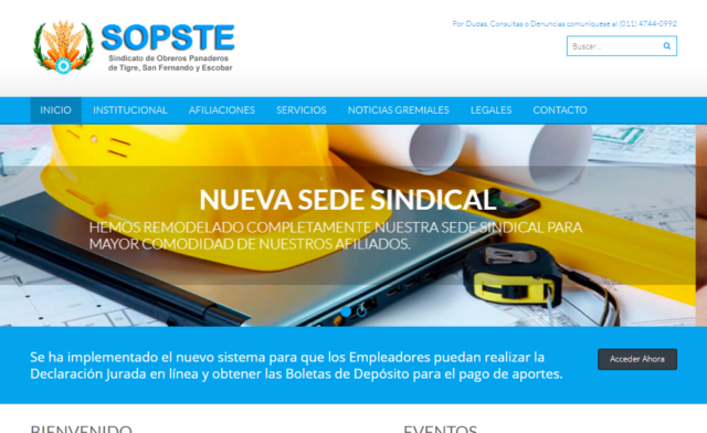 Screenshot del sitio Web de SOPLDZ SOPSTE